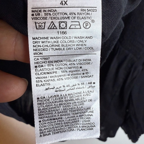 Old Navy Womens Smocked Peplum Ruffled Blouse NWT Black 4X Balloon‎ Sleeve - Picture 7 of 9